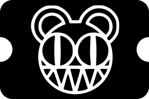 Una ilustración de un boleto con el ícono del oso de Radiohead.